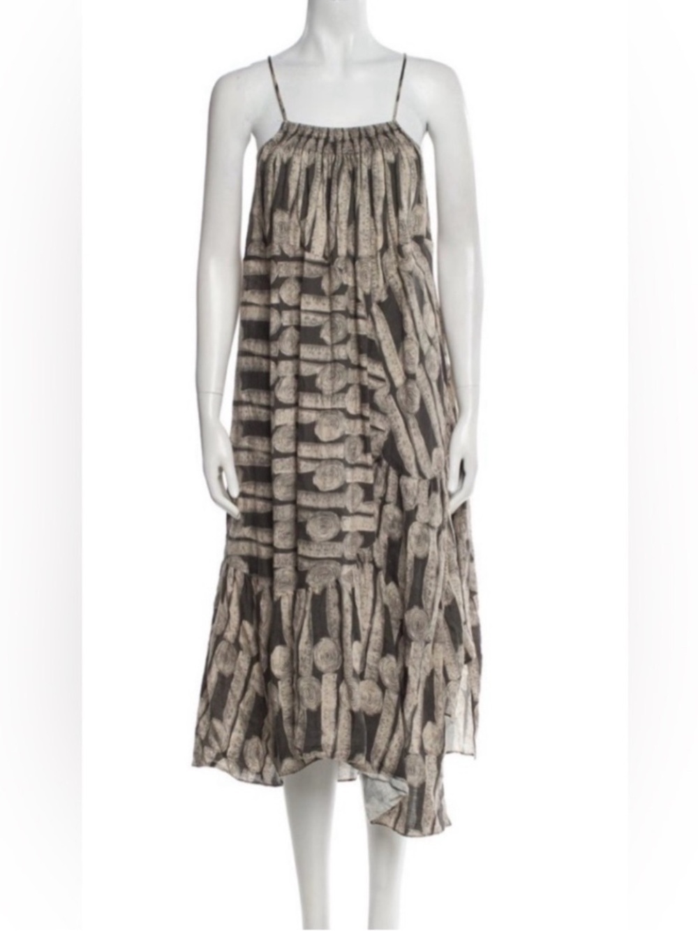 Rachel comey 100% linen tent dress gray measuring tape pattern size O/XS